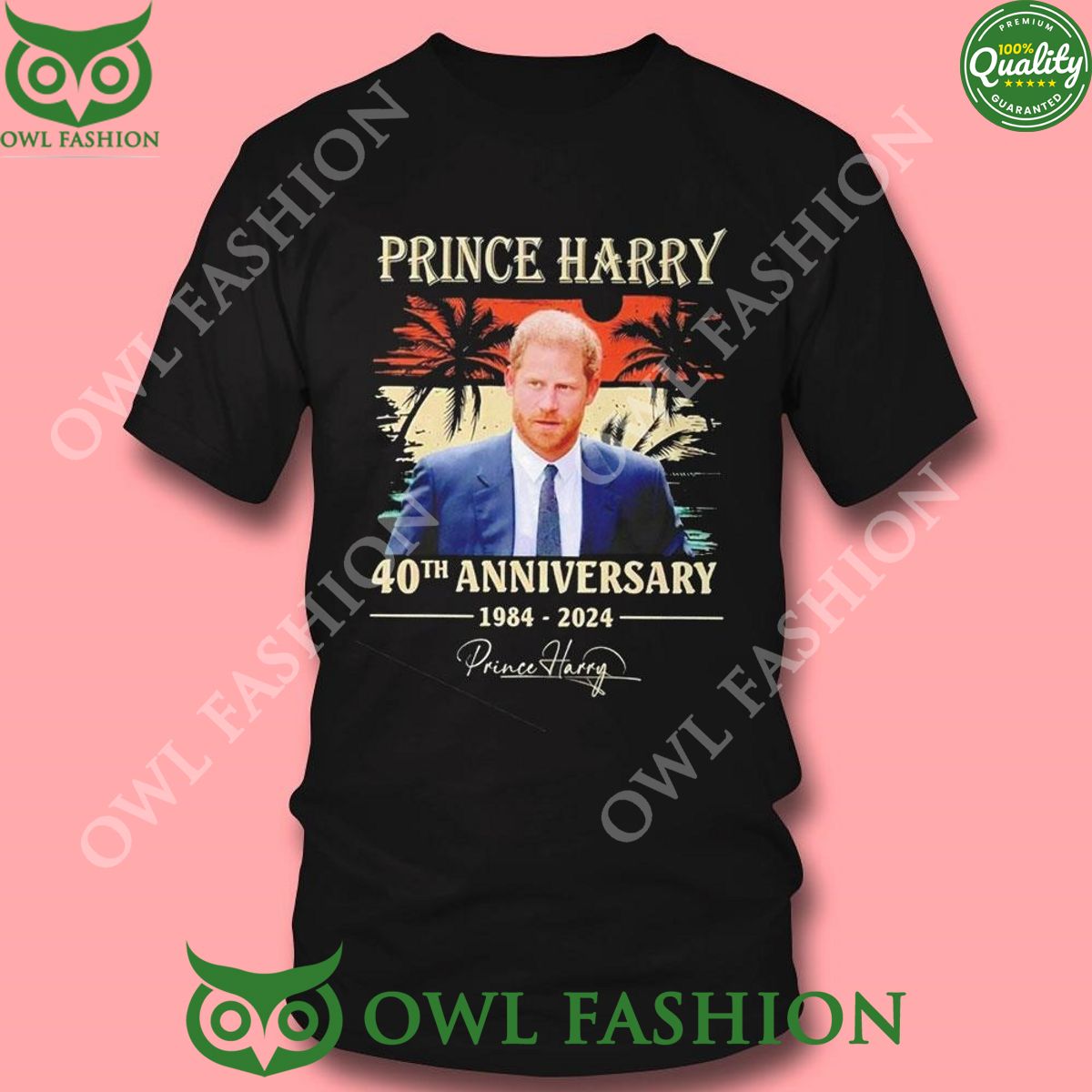Prince Harry 40th Anniversary 1984 2024 Signature 2D t shirt