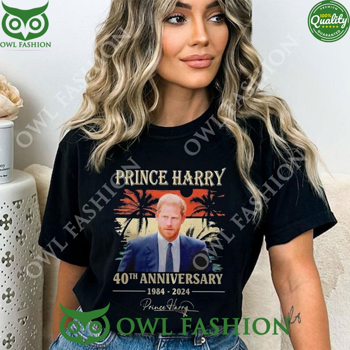Prince Harry 40th Anniversary 1984 2024 Signature 2D t shirt