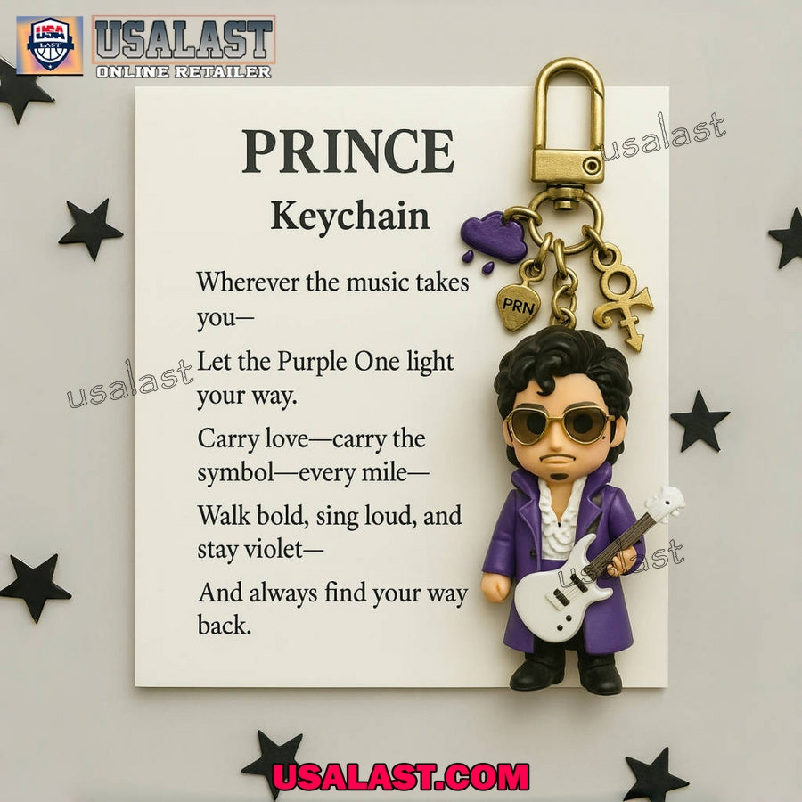 Prince Purple Rain Love Multi Charm Keychain