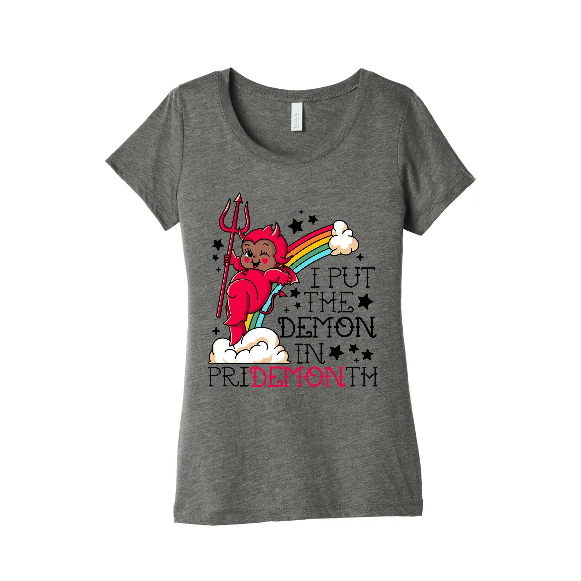 Black Kewpie Devil I Put the DEMON In Pride Month Womens Triblend Tee