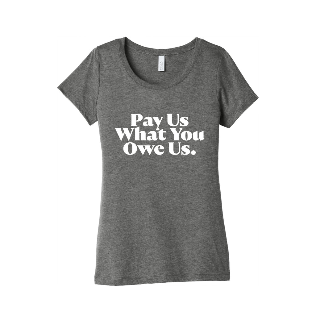 Pay Us What You Owe Us Womens Triblend Tee