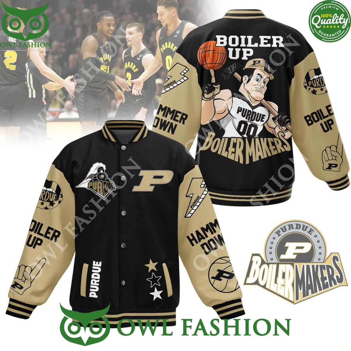Purdue Boilermakers Boiler Up Hammer Down Purdue baseball jacket Varsity