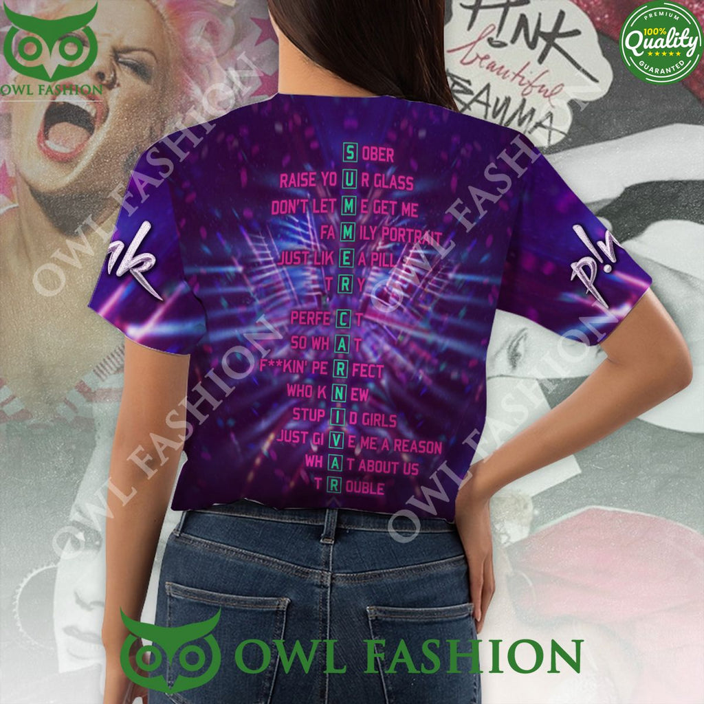 P!nk Song Playlist Summer Carnival 3D t Shirt