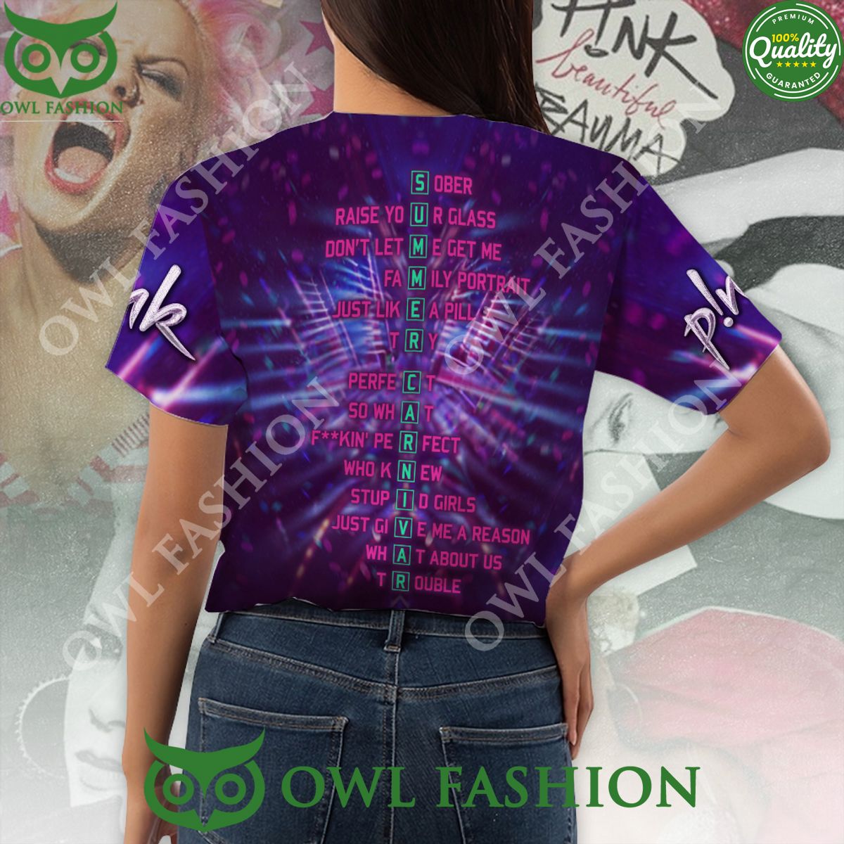 P!nk Song Playlist Summer Carnival 3D t Shirt