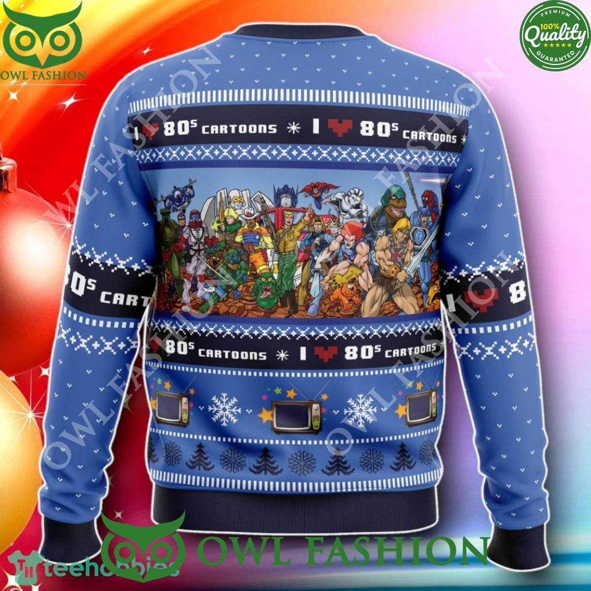 I Love The 80s Cartoons 2024 Christmas 3D Ugly Sweater