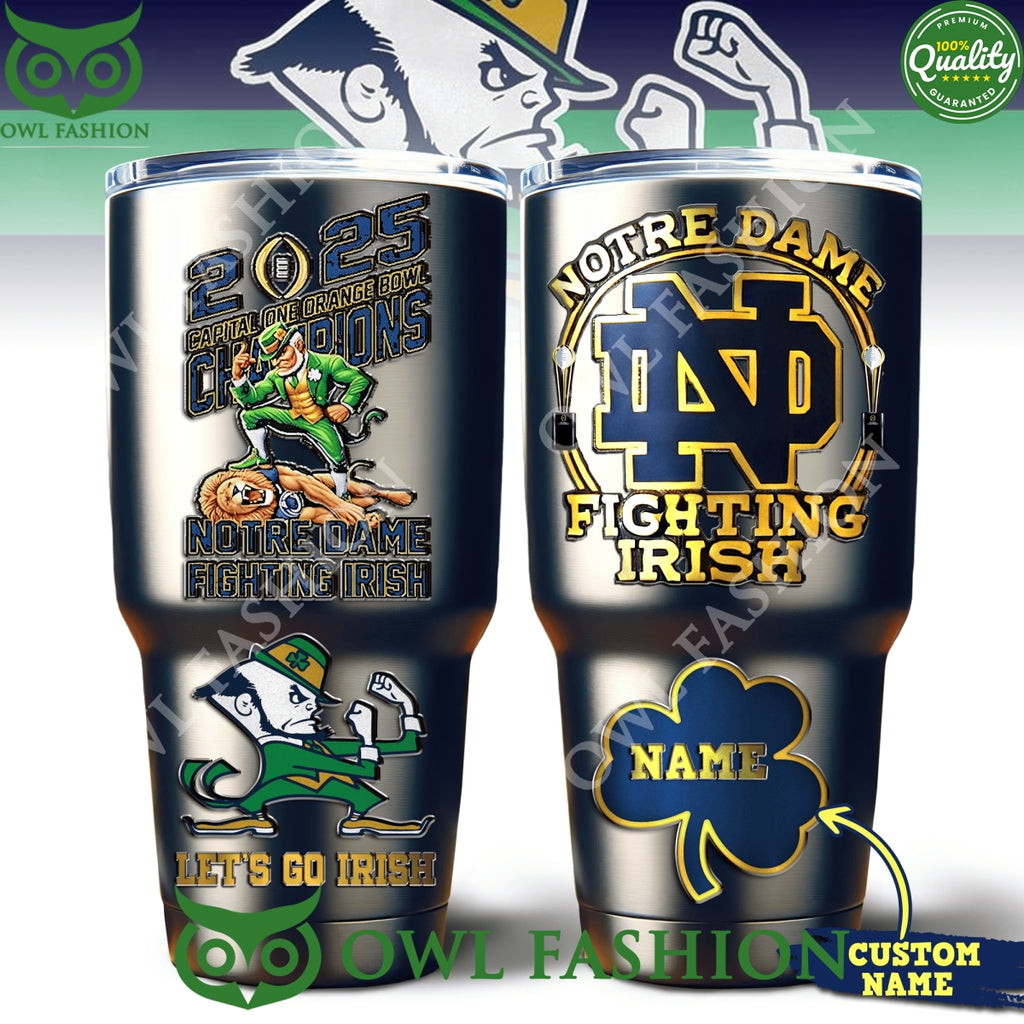 Custom Name Notre Dame Fighting Irish Let’s Go Irish Tumbler Cup