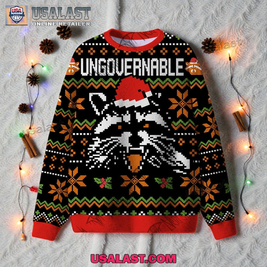 Raccoon Ungovernable Ugly Christmas Sweater