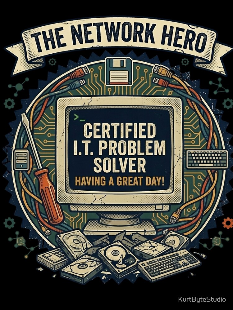 Certified IT Problem Solver  Vintage Tech Badge by KurtByteStudio