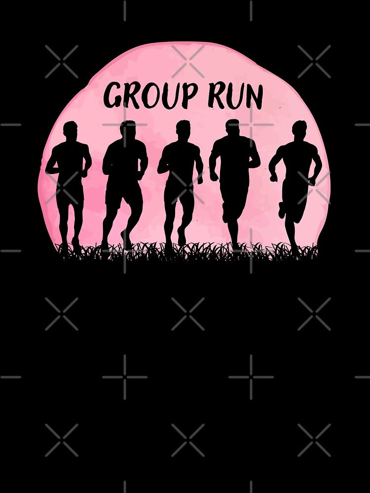 Group Run Group run in a team with grass and moon by wejollydigitals