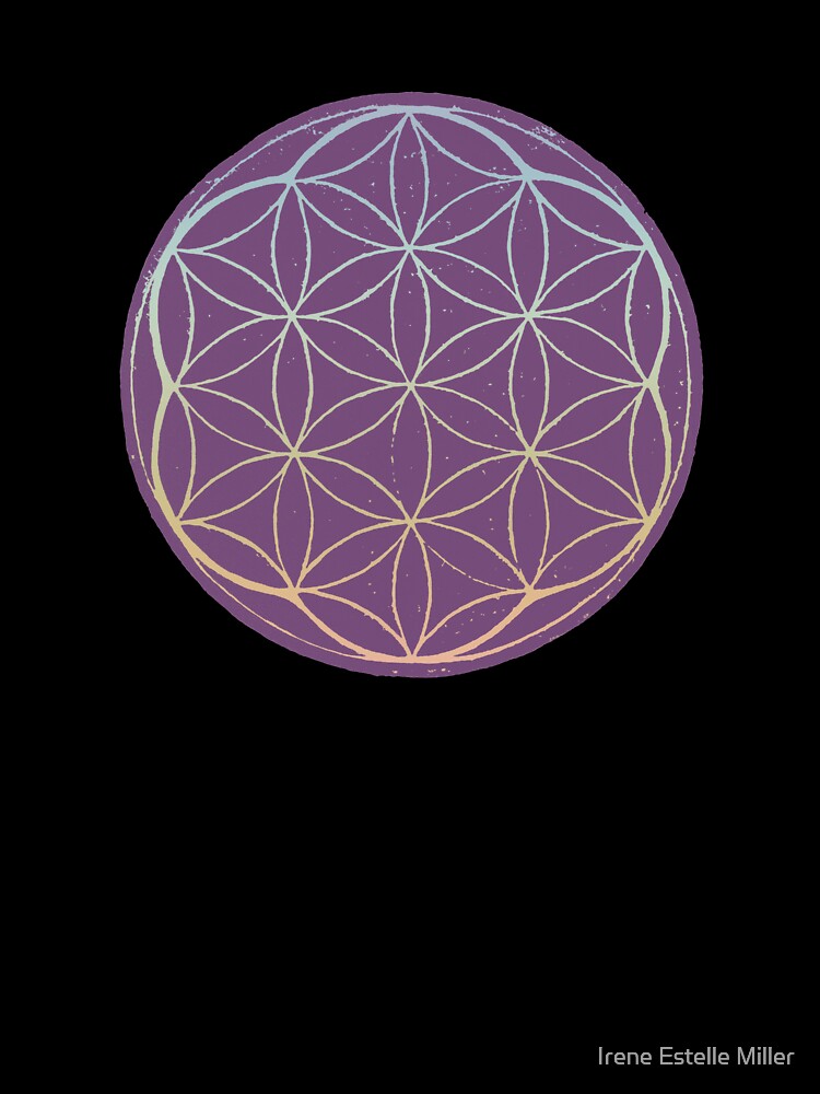 Flower of Life Linocut - Plum + Rainbow Sorbet by Irene Estelle