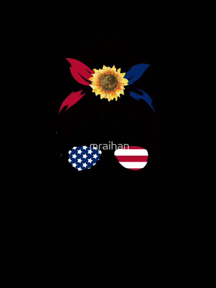 American Sunflower girl Cotton Tee, Short Sleeve Crewneck Graphic T-Shirt by mraihan