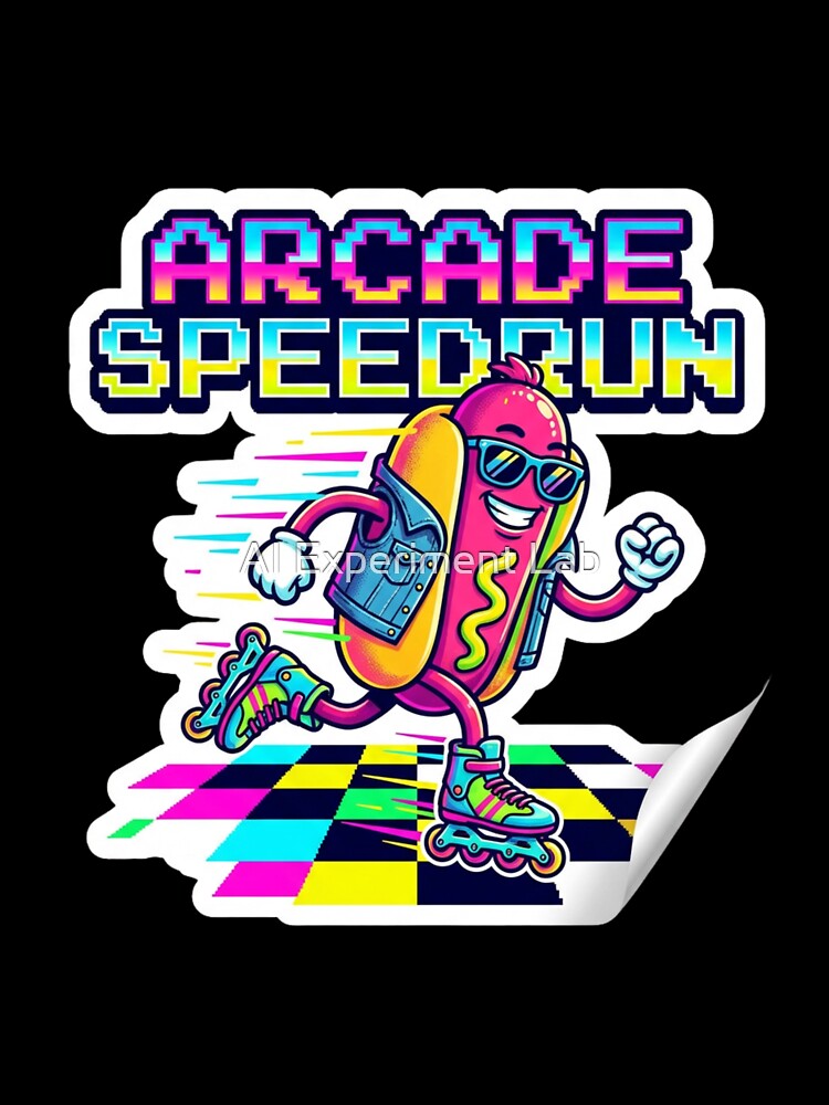 Arcade Speedrun Hot Dog - 90s Retro Mascot by AI Experiment Lab