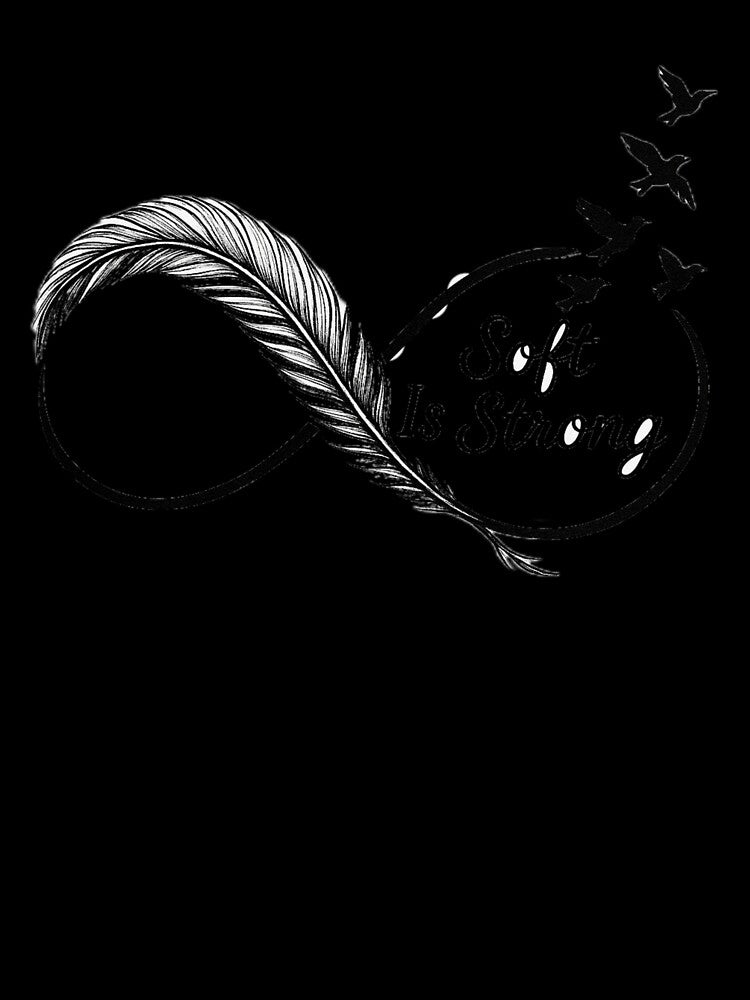 Soft Is Strong – Feather Infinity Tattoo Design with Birds by Ink&Earth Studio