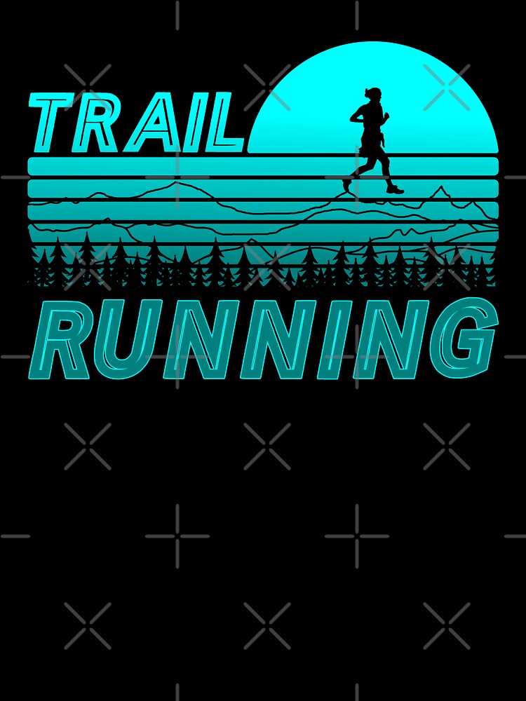 Trail running in blue sunset with mountains and forest by wejollydigitals