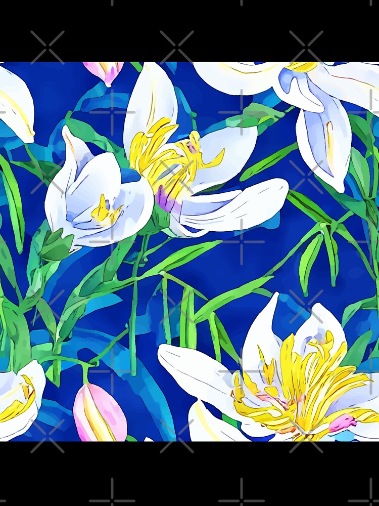 Large scale crocuses on blue by SophieClimaArt