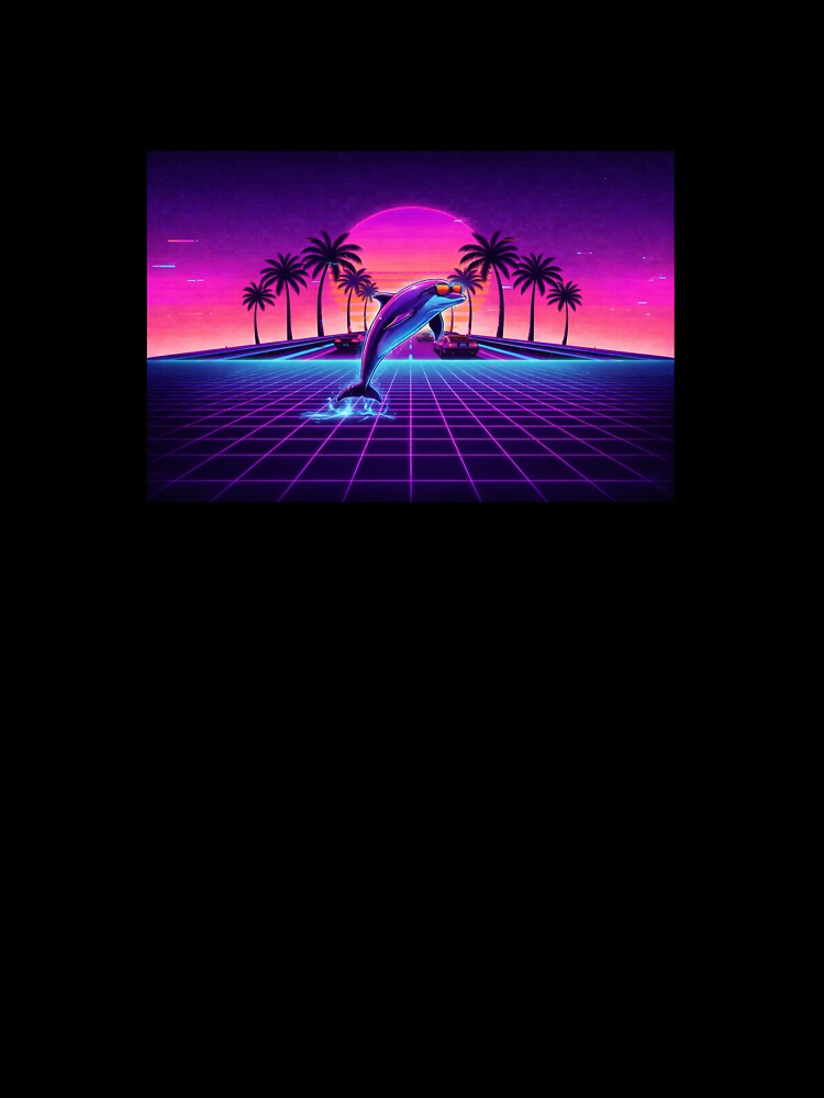 Retro Synthwave Dolphin Sunset - 80s Neon Aesthetic by DolphinWave