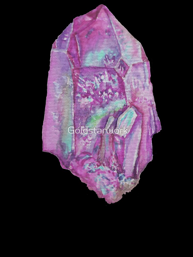 Pink Quartz Crystal painting. Pink watercolour healing crystal by Goldstarwork