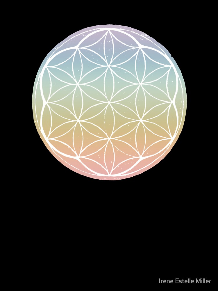 Flower of Life Linocut - Rainbow Sorbet + Snow by Irene Estelle