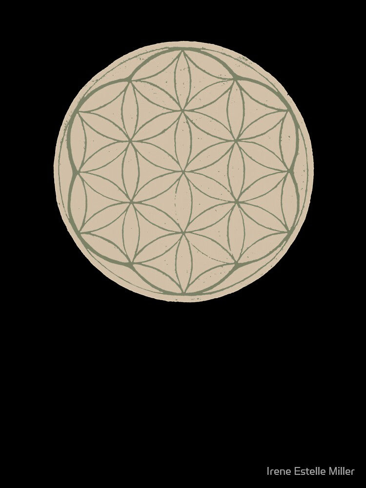Flower of Life Linocut - Dove + Sage by Irene Estelle