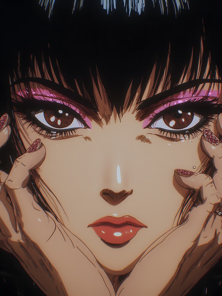 Retro Anime Aesthetic Girl - Vaporwave Style Portrait by FormaDsn