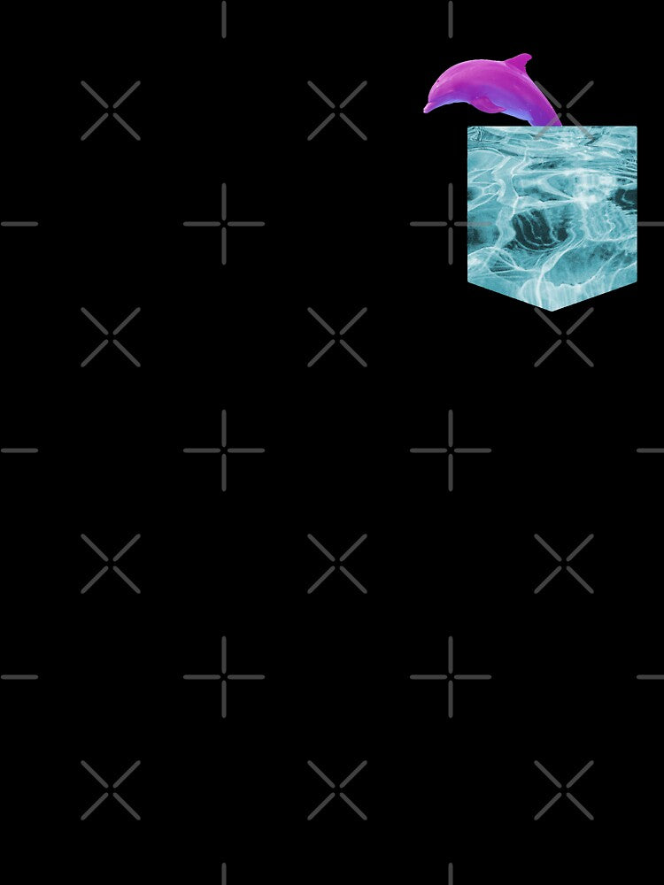 Vaporwave Dolphin Gift Water Pocket shape design by D-C-Designs