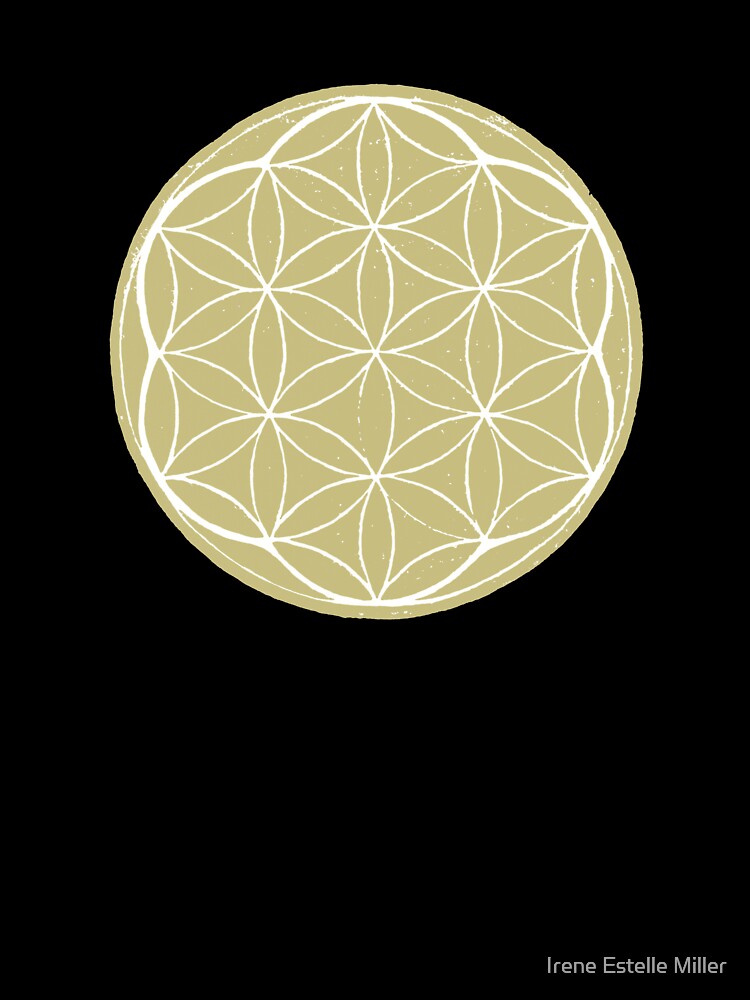 Flower of Life Linocut - Gold + Snow by Irene Estelle