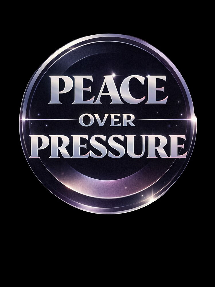 Peace Over Pressure — Retro Silver Typography Quote Art with Bold Metallic Aesthetic by Iunova