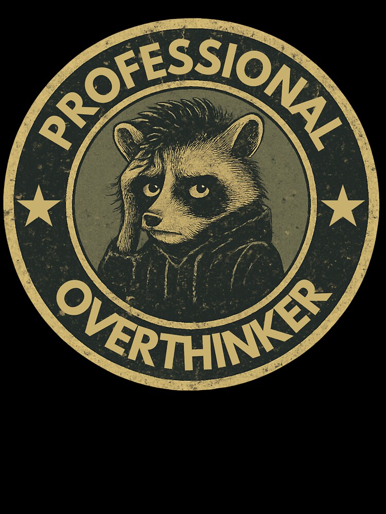 Professional Overthinker Raccoon Badge by TytherleyTees