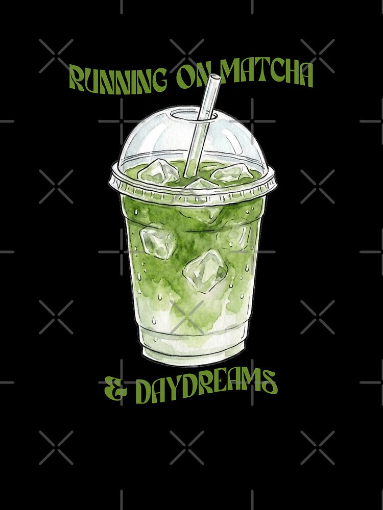 Running on Matcha & Daydreams — Watercolor Iced Matcha Funny Quote | Matcha Lover Gift Mug by ArtofDari