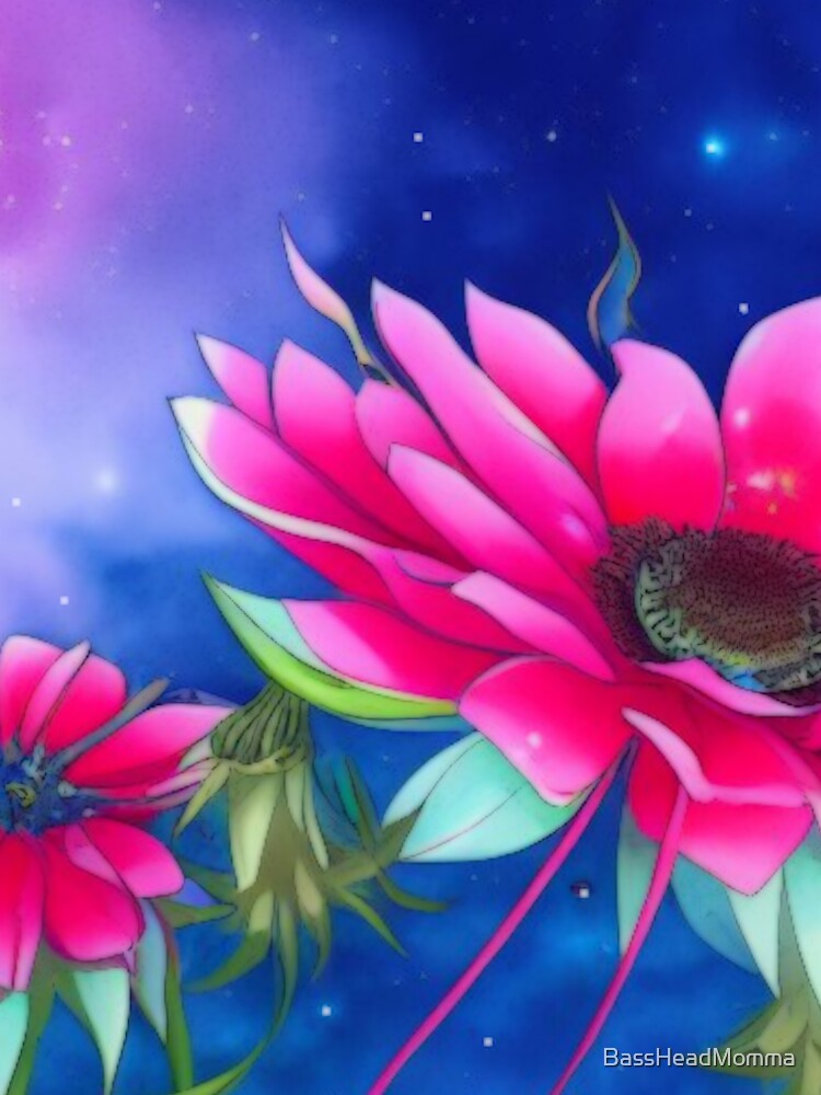 Soft Floral Starry Sky Watercolor No 1 by BassHeadMomma