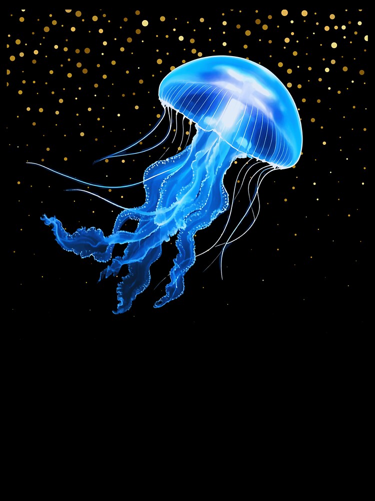 Starlight Drift: Glowing Blue Jellyfish by Harmon Luxe Studio