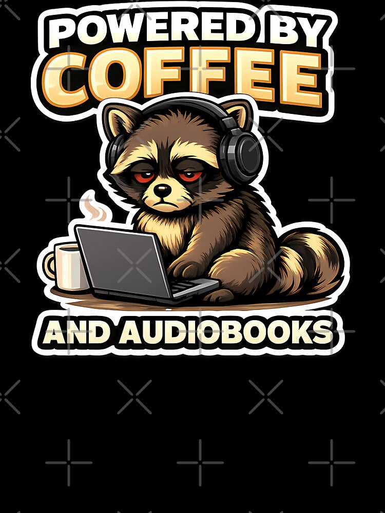 POWERED BY COFFEE AND AUDIOBOOKS by clockedoutwearshop