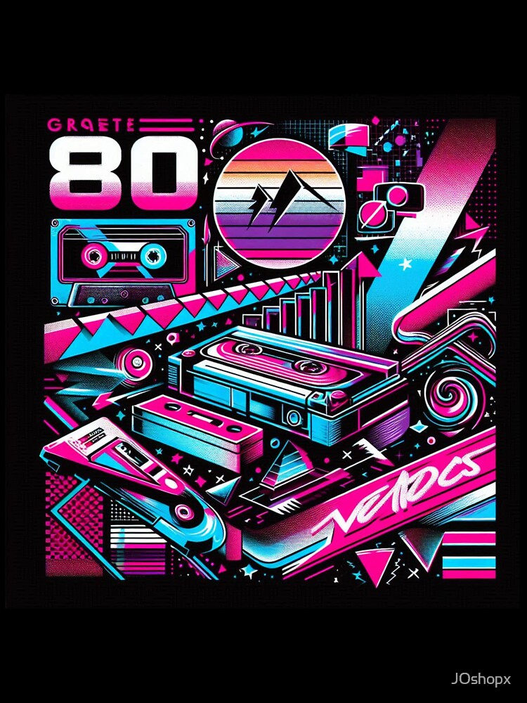 Retro Revolution: 80s Arcade & Cassette Neon Tee by JOshopx