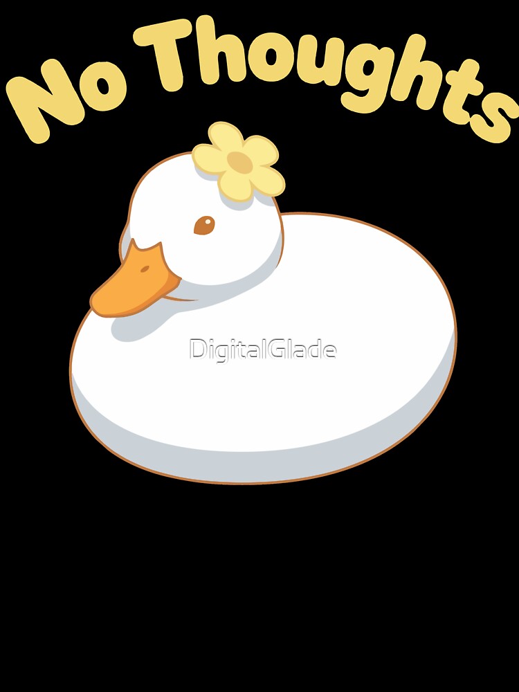 No Thoughts Head Empty Cute Duck with Flower by DigitalGlade