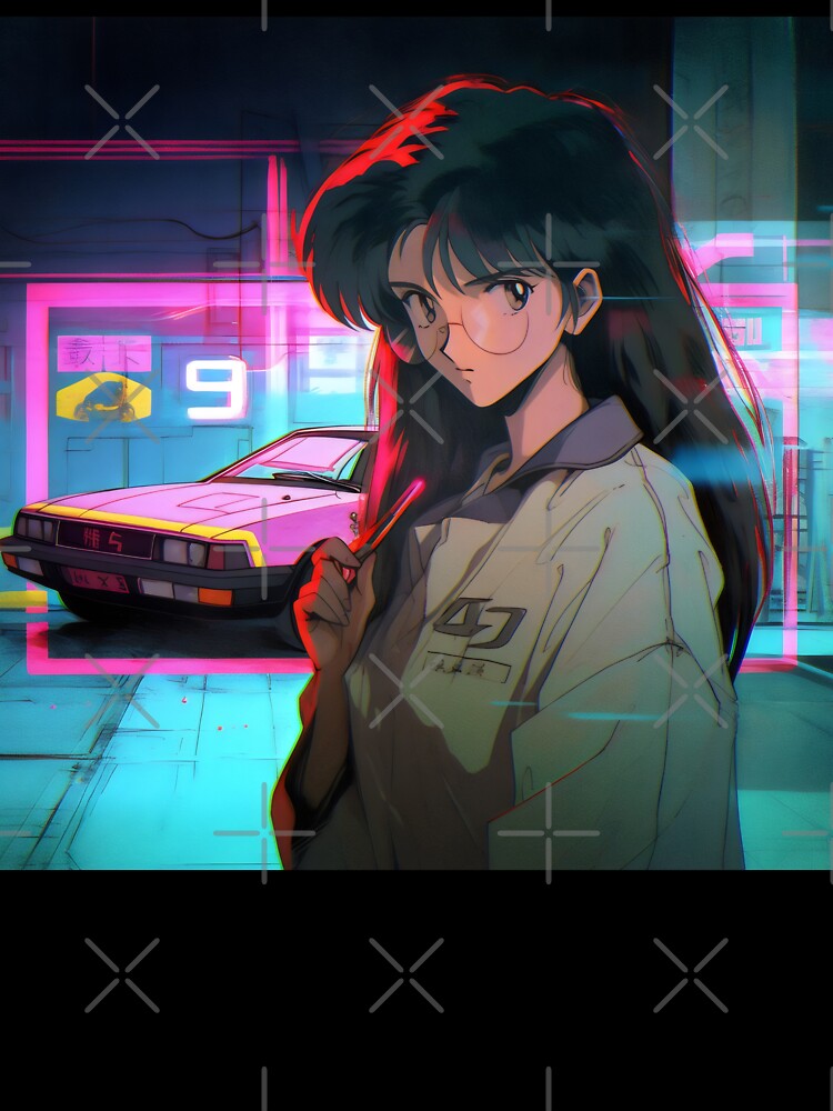 80s Anime Retro Girl Car Japanese Aesthetic Glasses Girl by glasseskyodai