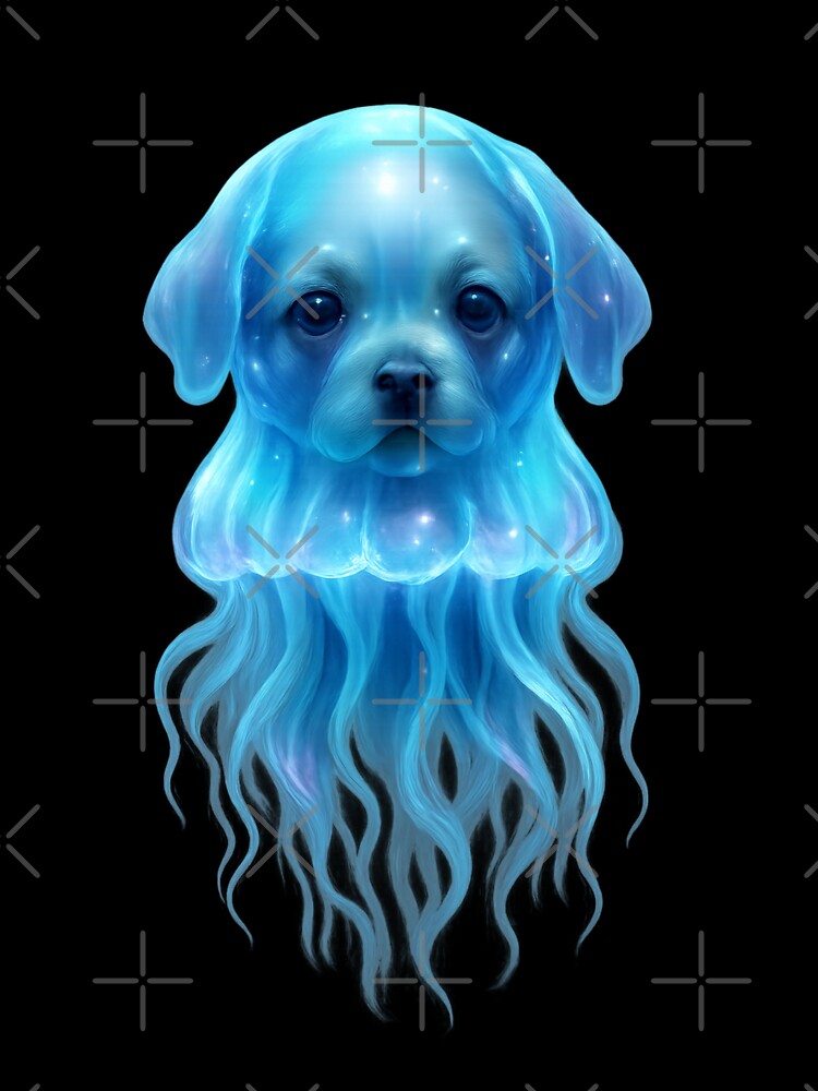 Bioluminescent Jellyfish Puppy - Dreamy Underwater Fantasy by MKreative Studio