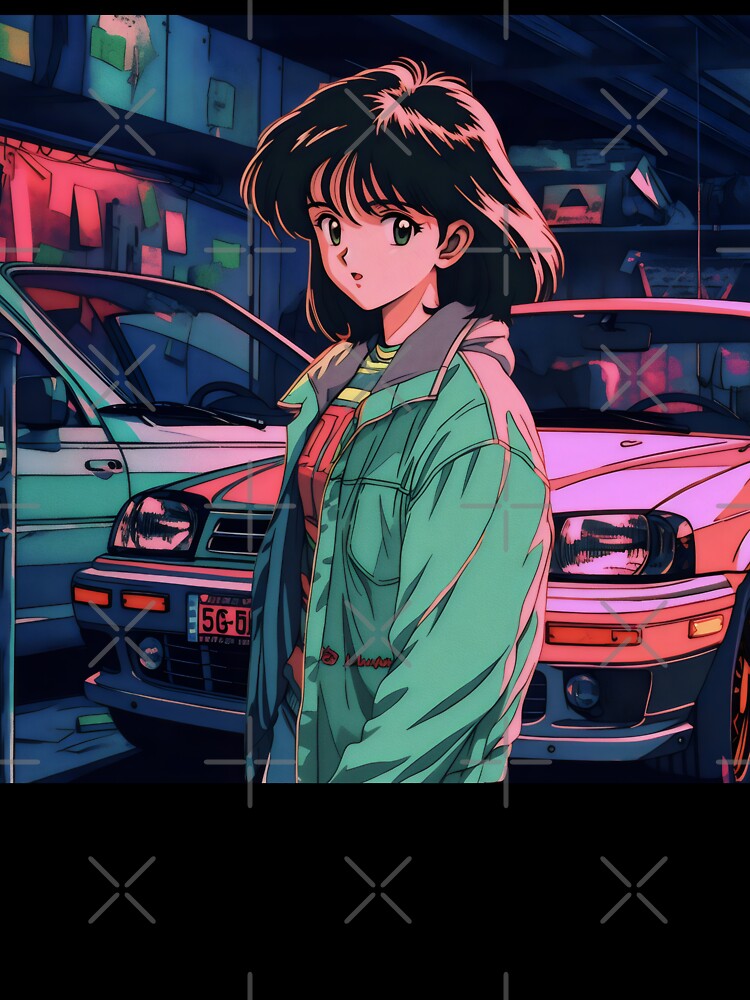 80s Anime Retro Girl Car Japanese Aesthetic Nostalgic Feel by glasseskyodai