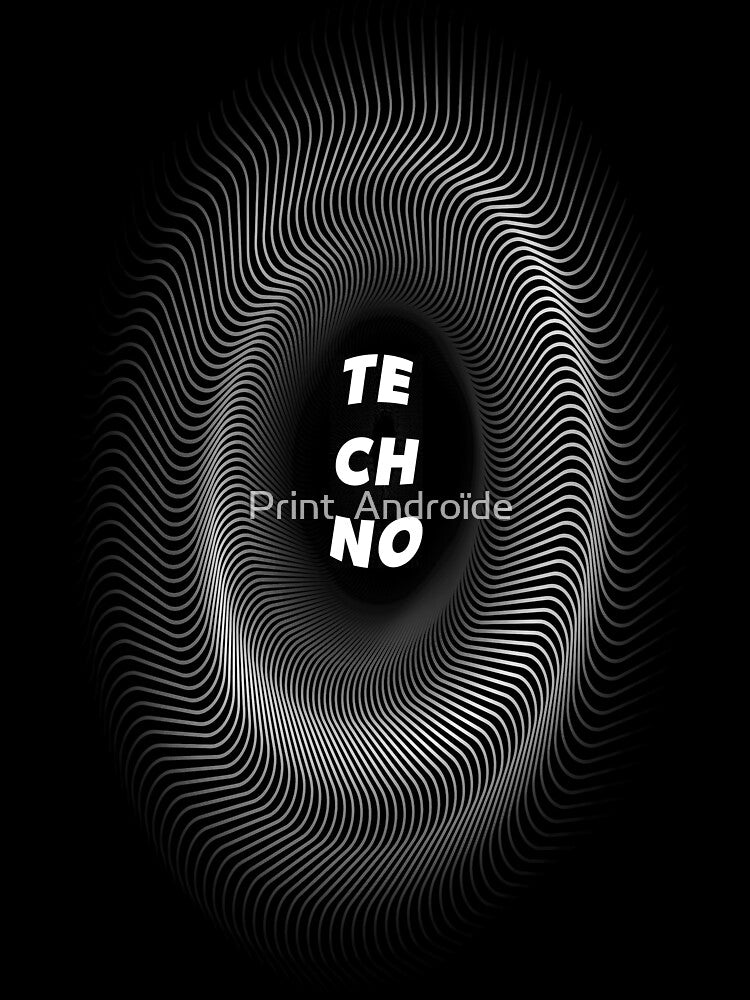 Geometric Techno Lines - abstract & trippy optical illusion for DJ, raver by Print  Androïde