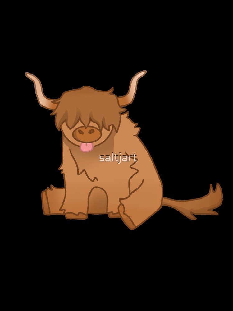 Highland Fluffy Cow Sitting Cutely by saltjart