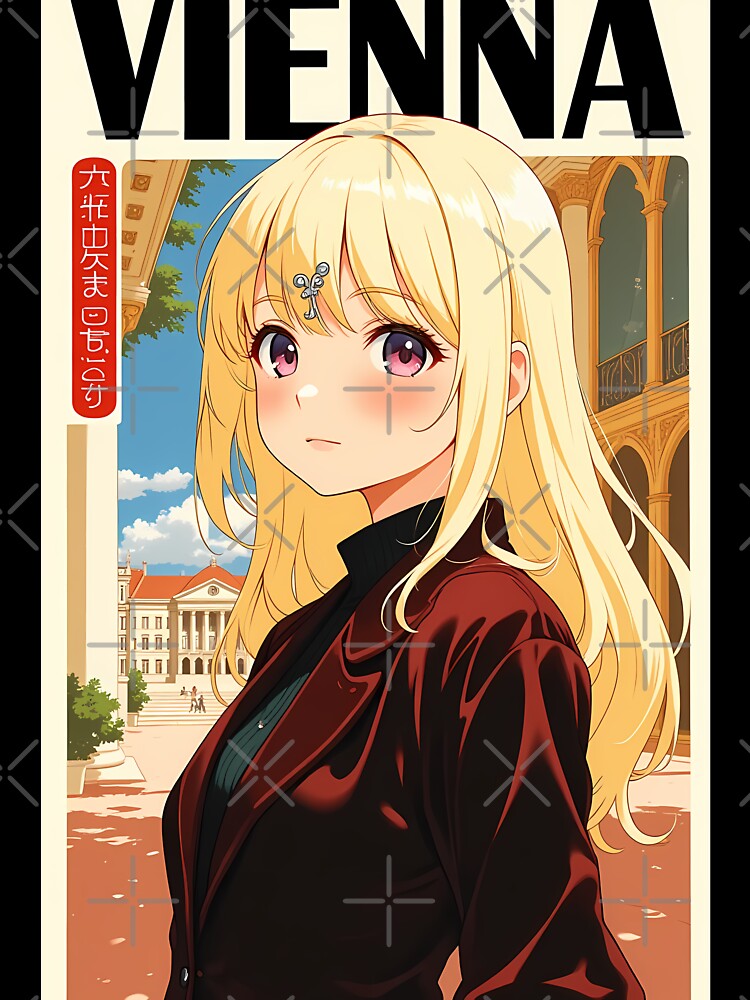 VIENNA Austria - 90s Retro Anime Travel Poster - Classical Dark Academia by ShadowsInk