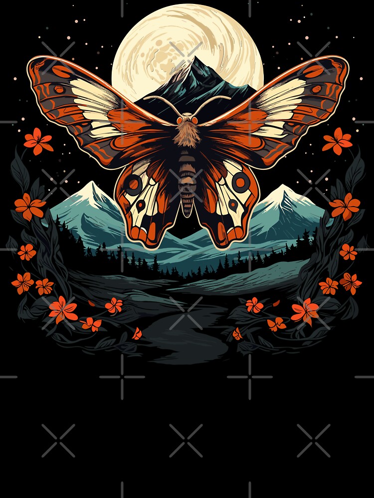 Moth With Red Flowers Starry Night Old West Styled by CosyTeal