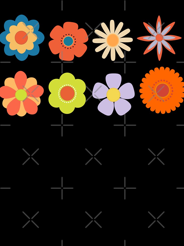 Vibrant 70s Style Colorful Flower Art by BMB-Arts