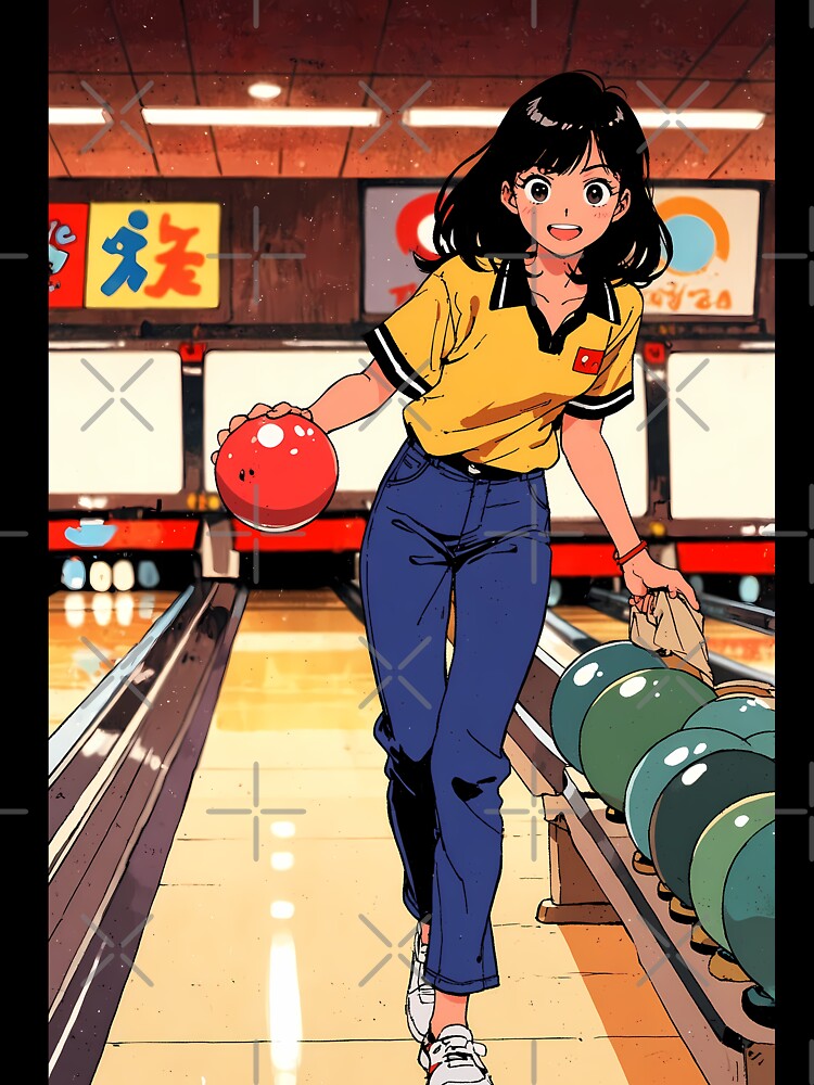 90s Retro Anime Bowling Strike - Vintage Arcade Aesthetic by ShadowsInk