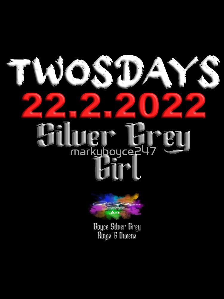 Happy Twosday one-time event Silver grey girl.(Light logo on dark top) by markyboyce247