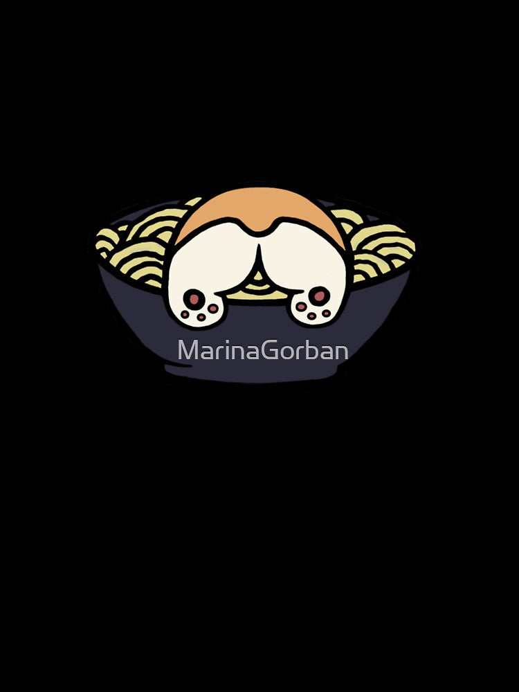 Corgi Eating Ramen Noodle Miso Soup - Funny Corgi Butt by ViewerEqualsPhoton