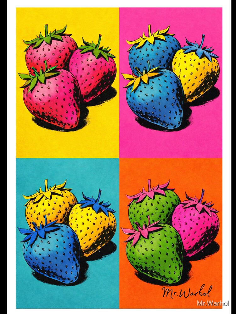 Pop Art Strawberry Poster – Warhol Style Colors by Mr.Warhol