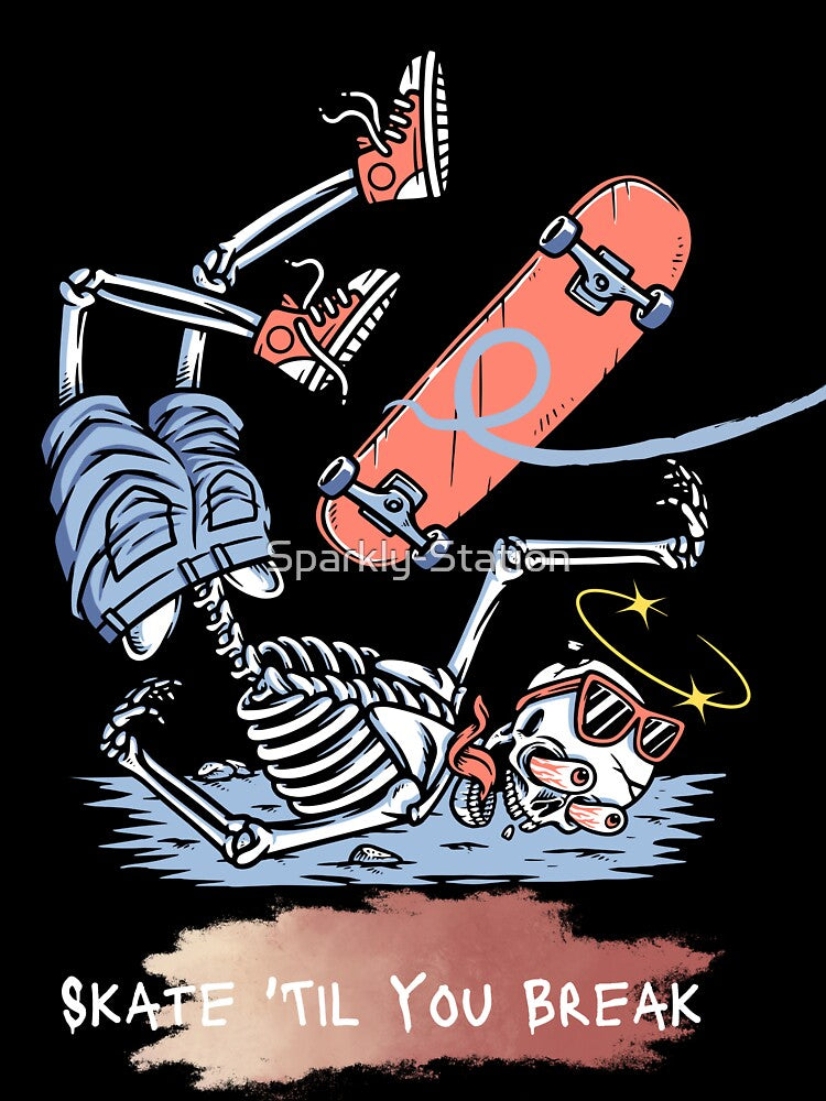 Skeleton Fall Skateboarding by Sparkly-Station
