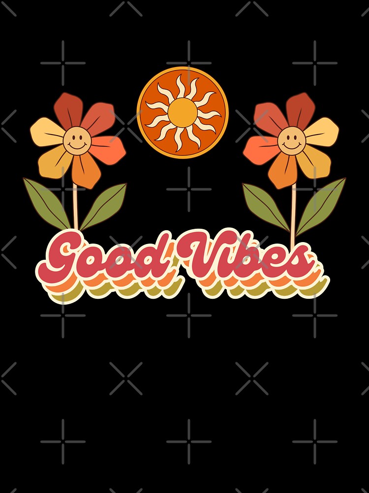 Good Vibes Retro Hippie Flowers by JadedLilacsArt