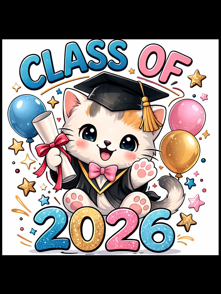 Class of 2026 Cute Cat Graduation by bloomandbeads.eu
