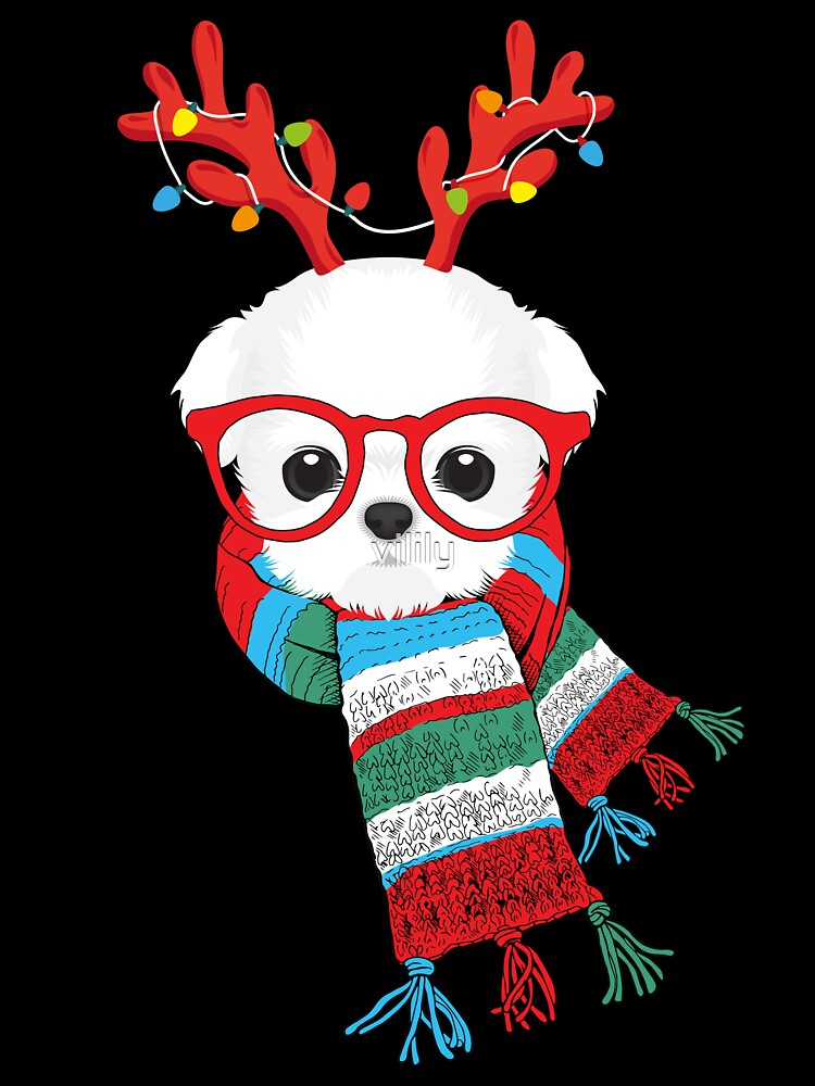 Maltese Xmas Holidays Reindeer Christmas Lights by vilily